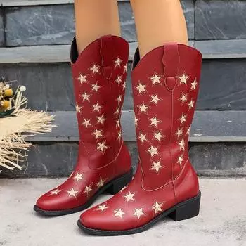 Модные сапоги с круглым носком и толстым каблуком, подходящие по цвету, износостойкие, удобные и увеличивающие рост повседневные женские туфли 36