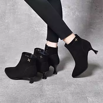 Модные сапоги Женские сапоги Короткие сапоги 34 чёрный