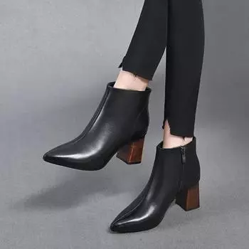 Модные сапоги Женские сапоги Сапоги на каблуке Прямые сапоги 34 чёрный