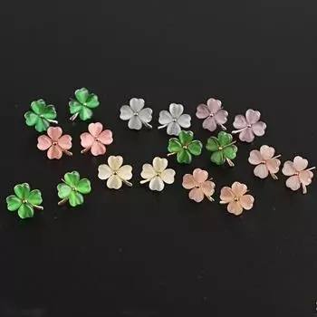 Модные счастливые серьги с камнем кошачий глаз, серьги-клеверы из розового золота, зеленые женские серьги, студенческие украшения для девочек