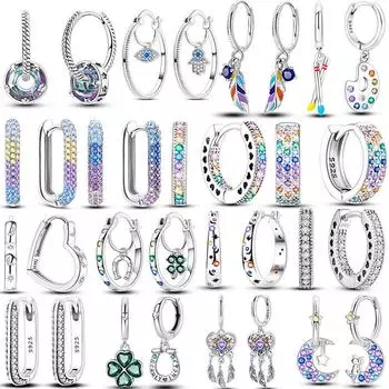 Модные серьги 100% подлинное серебро 925 пробы женские серьги-кольца для женщин свадьба помолвка девушка жена подарок на день рождения