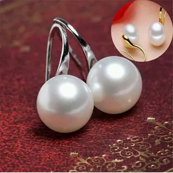 Модные серьги 6-7 мм с натуральным орнаментом и крючком, белые 6-7mm золотой