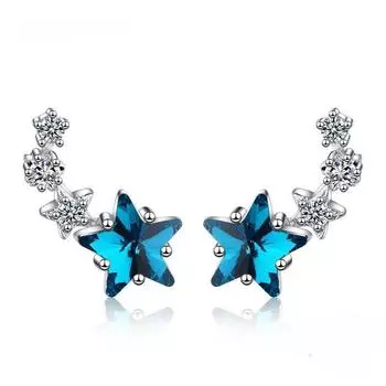 Модные серьги Andara с пятиконечной звездой, серьги-гвоздики с цирконом и драгоценными камнями для женщин, свадебный подарок