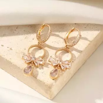 Модные серьги-бабочки с подвесками для женщин, серьги с кубическим цирконием, ювелирные изделия, аксессуары для вечеринок золотой