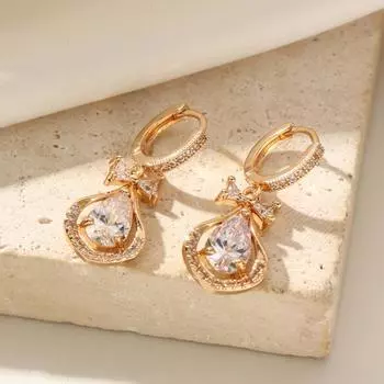 Модные серьги-бабочки с подвесками для женщин, серьги с кубическим цирконием, ювелирные изделия, аксессуары для вечеринок золотой