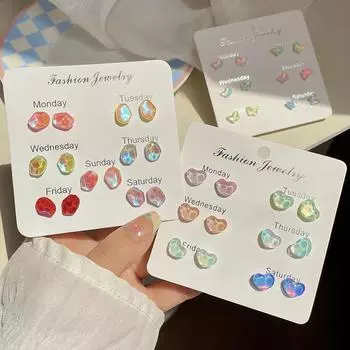 Модные серьги-бабочки с разноцветными камнями 2024 года для женщин — сладкий летний дизайн Love, six pairs