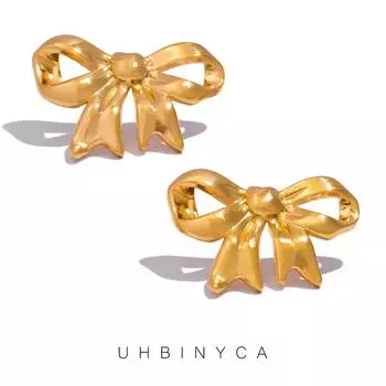 Модные серьги-банты для женщин Серьги из нержавеющей стали серебряный