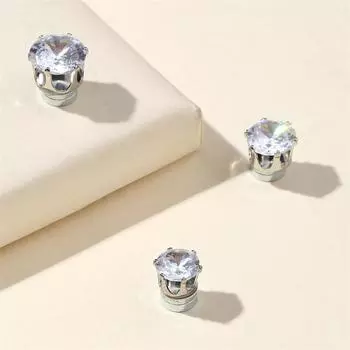 Модные серьги без пирсинга, три комплекта, магнит из нержавеющей стали, шесть когтей, магнитные серьги без пирсинга 8mm