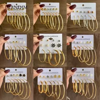 Модные серьги Commuter Большие круглые серьги Love Stud Серьги простые геометрические спиральные металлические серьги-карточки Набор alloy