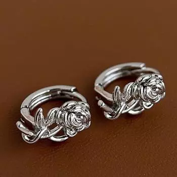 Модные серьги-цветы в виде роз, нежные серьги-кольца, универсальные серебряные серьги-пряжки для женщин Ear Buckle