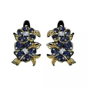 Модные серьги для женщин, цветные серьги с микроинкрустацией из циркона и цветка, серьги с синим цирконом, ювелирные изделия, женские подарки на вечеринку чёрный
