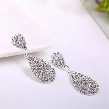 Модные серьги-гвоздики для свадебной одежды, аксессуары, женские серьги с бриллиантами, цепочка с когтями, ювелирные изделия, двойная капля воды 4.8*1.9cm золотой