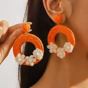 Модные серьги-гвоздики для женских украшений оранжевый