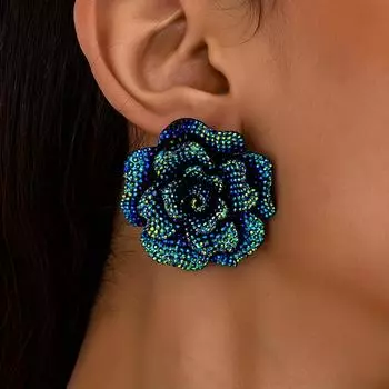 Модные серьги-гвоздики для женских украшений зелёный