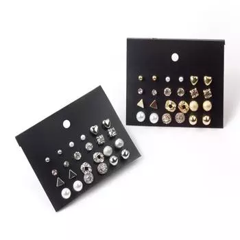 Модные серьги-гвоздики из 12 пар с жемчугом и цирконием для женщин, серьги, ювелирные изделия для девочек, подарок Brincos золотой