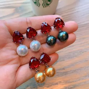 Модные серьги-гвоздики из жемчуга Fritillary Silver Needle Color Treasure Pearl Earrings