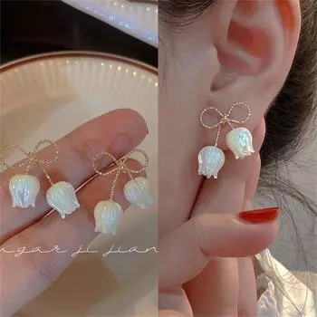 Модные серьги-гвоздики с бабочкой и тюльпаном для женщин, серьги-гвоздики для девочек, подарок Brincos