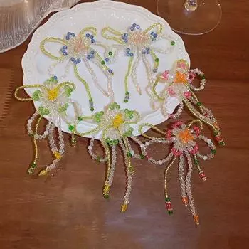 Модные серьги-гвоздики с бусинами из риса и цветами, симпатичная подвеска с кисточками, супер фея, серьги-гвоздики для женщин 02