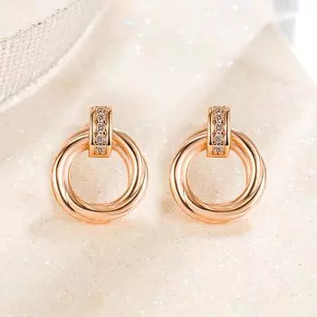 Модные серьги-гвоздики с французским геометрическим узором, инкрустированные микроцирконом, изысканные маленькие полые серьги-кольца, простые женские серьги высокого класса