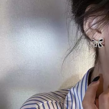 Модные серьги-гвоздики с инкрустацией бантом для женщин, индивидуальные серьги уникального дизайна, свадебные украшения, подарок на день рождения