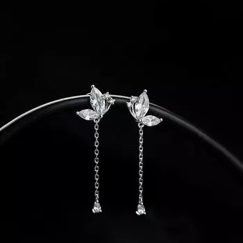 Модные серьги-гвоздики с кисточками и кристаллами-бабочками для женщин и девочек, элегантные вечерние свадебные украшения, предотвращающие аллергию Eh1458