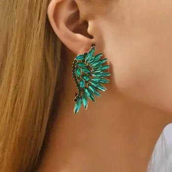 Модные серьги-гвоздики с крыльями феи, стеклянный декор для женщин, трендовый роскошный дизайн, эффектные ювелирные изделия для свадебной вечеринки, аксессуары, подарок