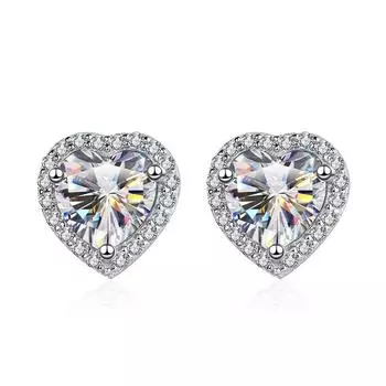 Модные серьги-гвоздики с муассанитом 1CT/2CT для женщин, стерлинговое серебро S925, ювелирные украшения, серьги для свадьбы и помолвки 1ctx2 белый