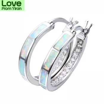 Модные серьги-гвоздики с синим огненным опалом, серьги для женщин, ювелирные изделия для девочек, подарок красный