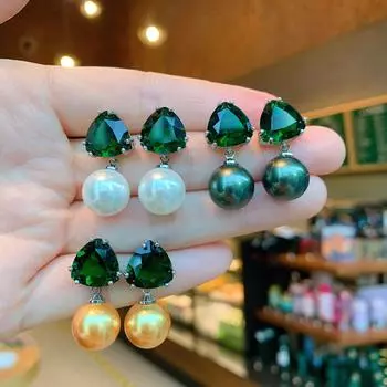 Модные серьги-гвоздики с жемчугом рябчикового цвета, серебряные серьги-гвоздики с игольчатым жемчугом 925 пробы