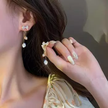 Модные серьги и серьги-кисточки, серьги с бриллиантами One Size золотой