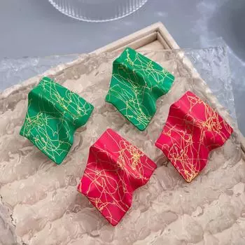 Модные серьги, индивидуальные геометрические золотые серьги с щеткой, ювелирные изделия, преувеличенные серьги неправильной формы, высококачественные женские серьги красный