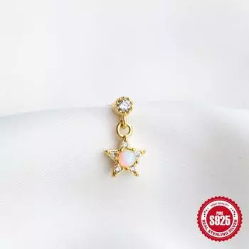 Модные серьги Ins Wind S925 из стерлингового серебра со звездами и луной, бриллиантами и опалом, серьги-гвоздики для женщин 925 Silver