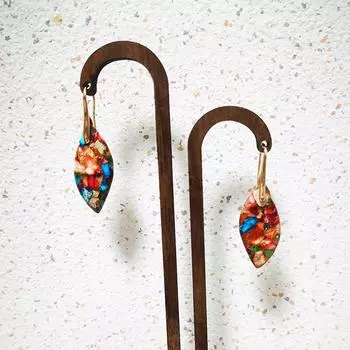 Модные серьги из натурального камня в форме листа для женщин серебряный