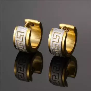 Модные серьги из нержавеющей стали, популярные серьги с дизайном Великой стены для мужчин и женщин, ювелирные изделия золотой