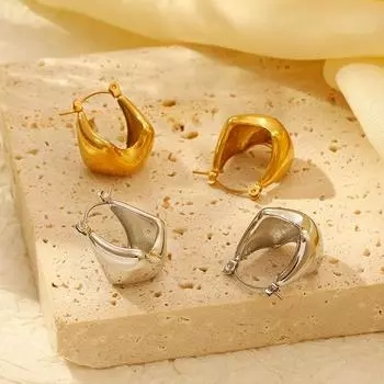 Модные серьги из нержавеющей стали с геометрическим ромбом, покрытые 18-каратным золотом, женские трендовые серьги