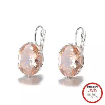 Модные серьги из серебра 925 пробы, ювелирные изделия, овальный циркон, драгоценный камень, серьги-капли для женщин, свадебные обещания, аксессуары для вечеринок, оптовая продажа шампанского