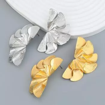 Модные серьги из сплава с металлическим цветочным узором: Европейский и американский стиль серебряный