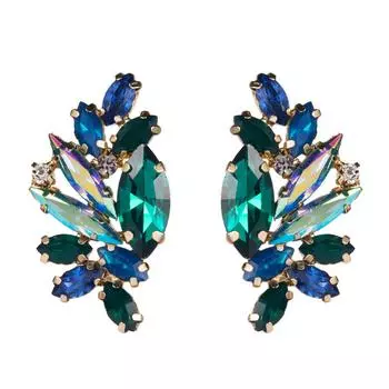 Модные серьги из сплава со стразами и бриллиантами разноцветный