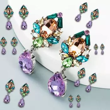 Модные серьги из сплава в стиле барокко, инкрустированные женские серьги из простого каплевидного стекла 5*2cm белый