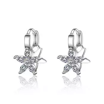 Модные серьги из стерлингового серебра 925 пробы для женщин, ювелирные изделия, высокое качество, серьги-крючки с цветком и цирконием, женские аксессуары