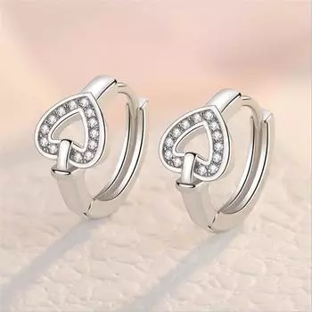 Модные серьги из стерлингового серебра 925 пробы для женщин, ювелирные изделия, подарок, милые обручи с кристаллами в форме сердца, женские серьги с камнями, Анити, аллергия