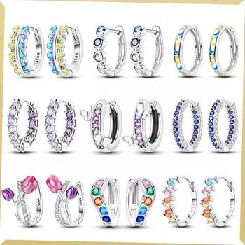 Модные серьги из стерлингового серебра 925 пробы, цветной циркон, бабочка, тюльпан, цветы, серьги для женщин, ювелирные изделия для помолвки, бутик, подарок белый