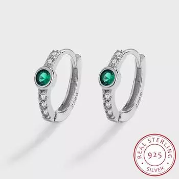 Модные серьги из стерлингового серебра с блестящим зеленым цирконом S925 для женщин. Серьги с блестящим цирконом AAAA, подарок на годовщину, украшения из стерлингового серебра белый