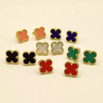 Модные серьги из титановой стали с четырьмя листами клевера, сетчатые красные серьги со знаменитостями, темпераментные милые женские серьги чёрный