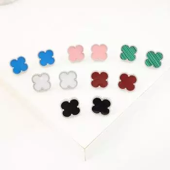 Модные серьги из титановой стали с четырьмя листами клевера, модный дизайн, серьги Senior Sense, женские серьги Temperament чёрный