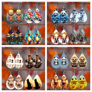 Модные серьги-капли из дерева, симпатичные подвески для девочек, ювелирные изделия для женщин оранжевый