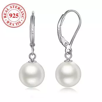 Модные серьги-капли из настоящего серебра 925 пробы с жемчугом для женщин, элегантные свадебные украшения в подарок серебряный