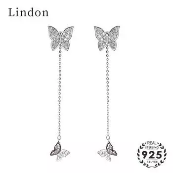 Модные серьги-капли Lindon для женщин, ювелирные изделия с цирконами, серьги в форме двойной бабочки, свадебные подарки