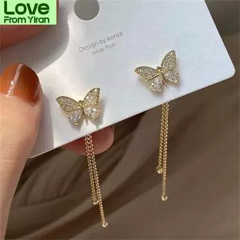 Модные серьги-капли с кисточками и бабочками для женщин, винтажные ювелирные изделия, современные вечерние свадебные аксессуары, модные висячие серьги