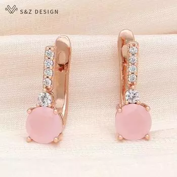Модные серьги-капли с микро-инкрустацией кубическим цирконием, цвет розового золота, круглые серьги с кристаллами для женщин, свадебные украшения